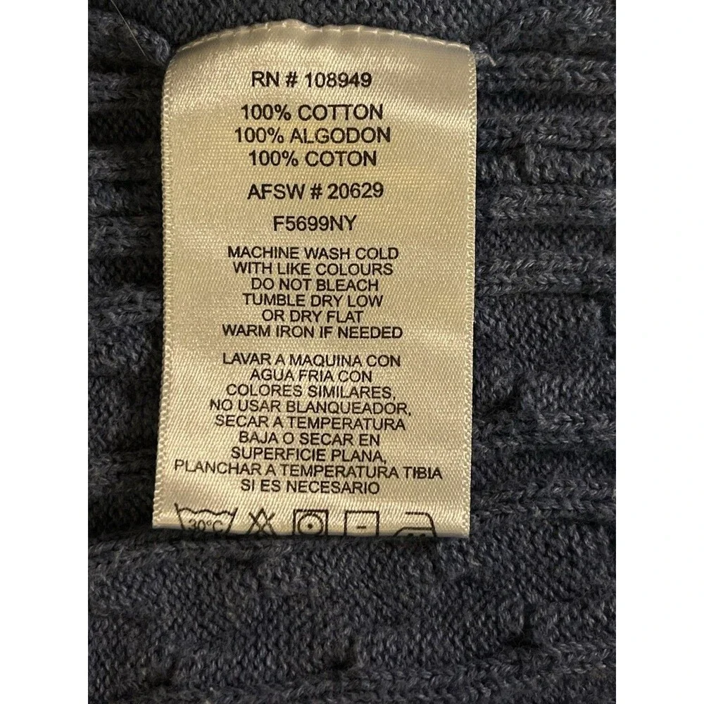 Alex Cannon Cable Knit Sweater  L  Sleeves Crew Neck Denim Blue Preppy Casual XL